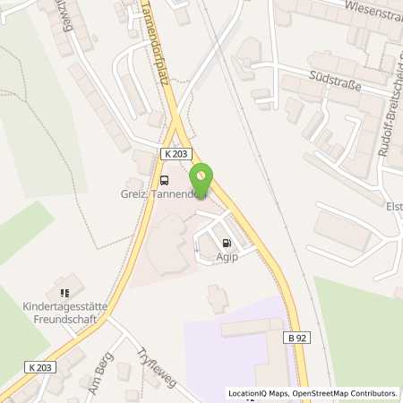 Standortübersicht der Benzin-Super-Diesel Tankstelle: GREIZ - TANNENDORF STR. 1 in 07973, Greiz