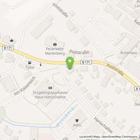 Standortübersicht der Tankstelle TotalEnergies Marienberg in 09496 Marienberg