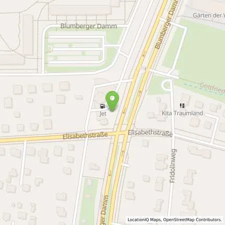 Standortübersicht der Tankstelle JET BERLIN ELISABETHSTR. 111 in 12683 BERLIN