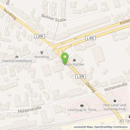 Standortübersicht der Tankstelle JET TOENISVORST OSTRING 9 in 47918 TOENISVORST