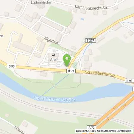 Standortübersicht der Tankstelle Aral Tankstelle in 08112 Wilkau-Haßlau