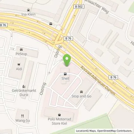 Standortübersicht der Tankstelle Shell Kiel Konrad-Adenauer Damm 2 in 24143 Kiel