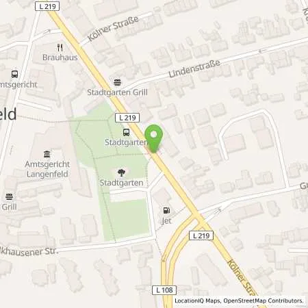 Standortübersicht der Tankstelle JET LANGENFELD KOELNER STR. 17 in 40764 LANGENFELD