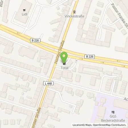 Standortübersicht der Tankstelle TotalEnergies Gelsenkirchen in 45897 Gelsenkirchen