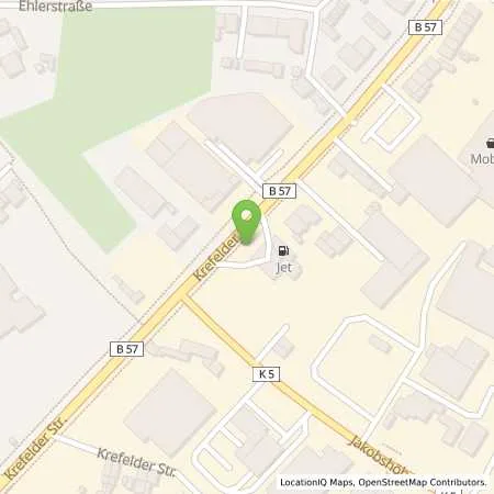 Standortübersicht der Tankstelle JET MOENCHENGLADBACH KREFELDER STRASSE 416 in 41066 MOENCHENGLADBACH