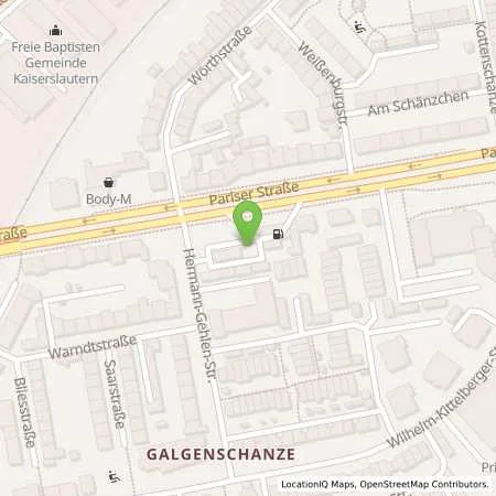 Standortübersicht der Tankstelle JET KAISERSLAUTERN PARISER STR. 167 in 67655 KAISERSLAUTERN
