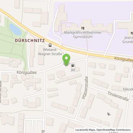 Standortübersicht der Benzin-Super-Diesel Tankstelle: JET BAYREUTH KOENIGSALLEE 26 in 95448, BAYREUTH