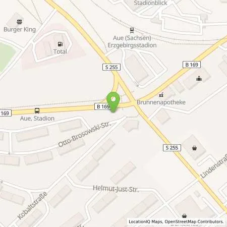 Standortübersicht der Tankstelle TotalEnergies Aue in 08280 Aue