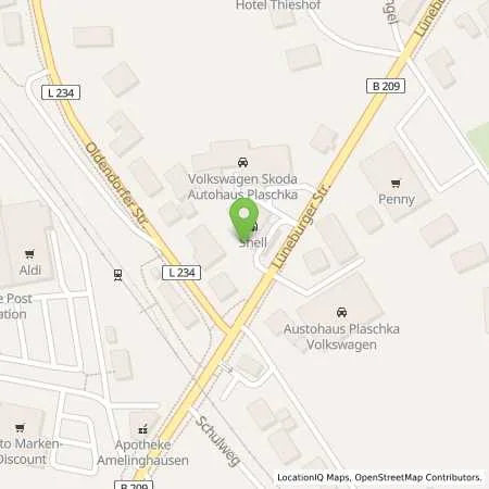 Standortübersicht der Tankstelle Shell Amelinghausen Lüneburger Str. 22 in 21385 Amelinghausen