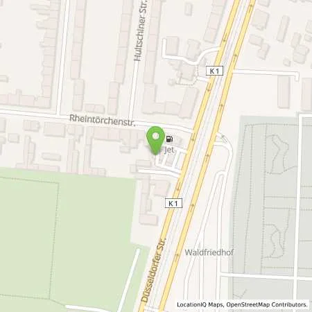 Standortübersicht der Tankstelle JET DUISBURG DUESSELDORFER STR. 572 in 47055 DUISBURG