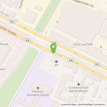 Standortübersicht der Benzin-Super-Diesel Tankstelle: JET NUERNBERG FUERTHER STR. 275 in 90429, NUERNBERG