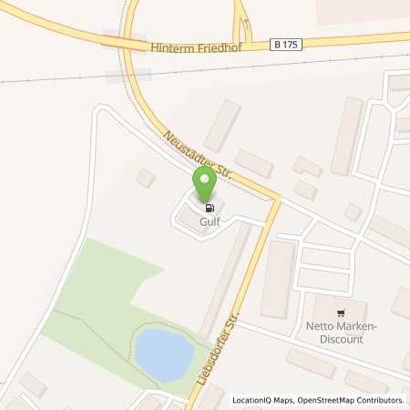 Standortübersicht der Benzin-Super-Diesel Tankstelle: Gulf Weida in 07570, Weida