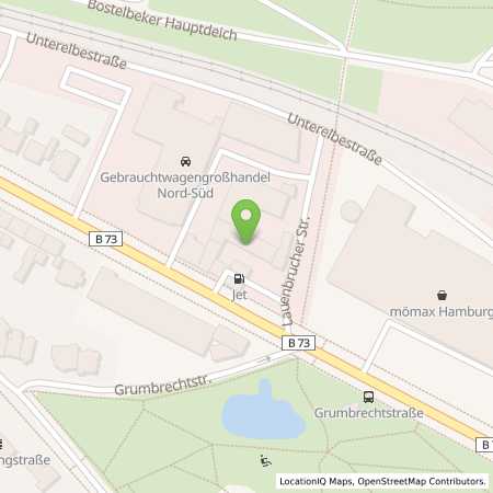 Standortübersicht der Benzin-Super-Diesel Tankstelle: JET HAMBURG BUXTEHUDER STR. 76-80 in 21073, HAMBURG