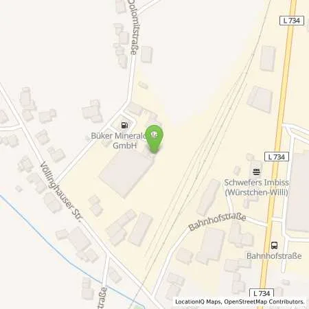 Standortübersicht der Tankstelle K.H. Bueker Mineraloel GmbH in 59609 Anroechte