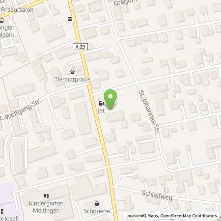 Standortübersicht der Tankstelle JET MEITINGEN ROEMERSTR. 17 in 86405 MEITINGEN