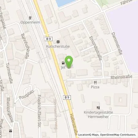 Standortübersicht der Tankstelle JET OPPENHEIM HAFENSTR. 1 in 55276 OPPENHEIM