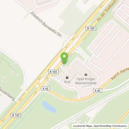 Standortübersicht der Tankstelle Aral Tankstelle in 18119 Rostock