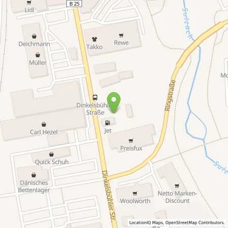 Standortübersicht der Tankstelle JET FEUCHTWANGEN DINKELSBUEHLER STR. 15 in 91555 FEUCHTWANGEN