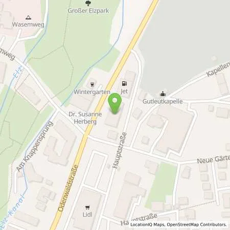 Standortübersicht der Tankstelle JET MOSBACH HAUPTSTR. 107 in 74821 MOSBACH