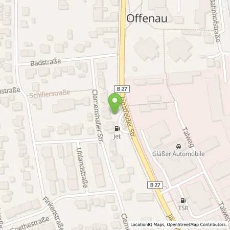 Standortübersicht der Tankstelle JET OFFENAU JAGSTFELDER STR. 26 in 74254 OFFENAU