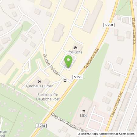 Standortübersicht der Benzin-Super-Diesel Tankstelle: JET STOLLBERG ZU DEN TEICHEN 2 in 09366, STOLLBERG