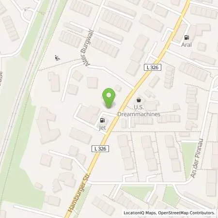 Standortübersicht der Tankstelle JET HENSTEDT-ULZBURG HAMBURGER STR. 48 in 24558 HENSTEDT-ULZBURG