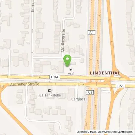 Standortübersicht der Tankstelle Aral Tankstelle in 50858 Köln
