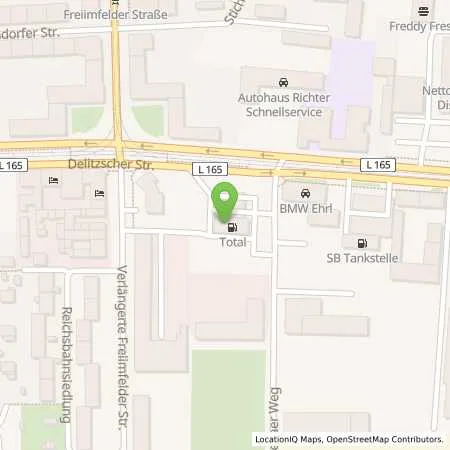 Standortübersicht der Tankstelle TotalEnergies Halle in 06112 Halle
