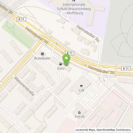 Standortübersicht der Tankstelle Esso Tankstelle in 38126 BRAUNSCHWEIG