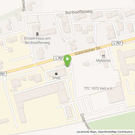 Standortübersicht der Benzin-Super-Diesel Tankstelle: Shell Verl Guetersloher Str. 143 in 33415, Verl