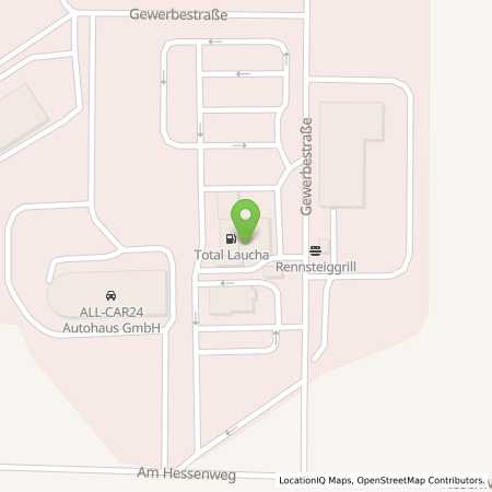 Standortübersicht der Benzin-Super-Diesel Tankstelle: TotalEnergies Autohof Waltershausen in 99880, Laucha