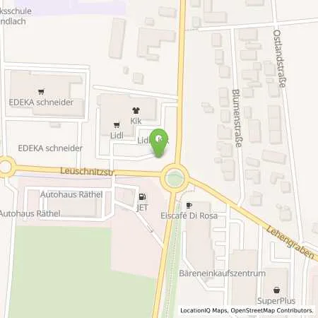 Standortübersicht der Tankstelle JET BINDLACH LEUSCHNITZSTRASSE 1 in 95463 BINDLACH