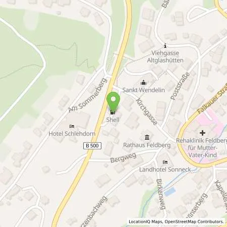 Standortübersicht der Tankstelle Shell Feldberg (Schwarzwald) Kirchgasse 7 in 79868 Feldberg (Schwarzwald)
