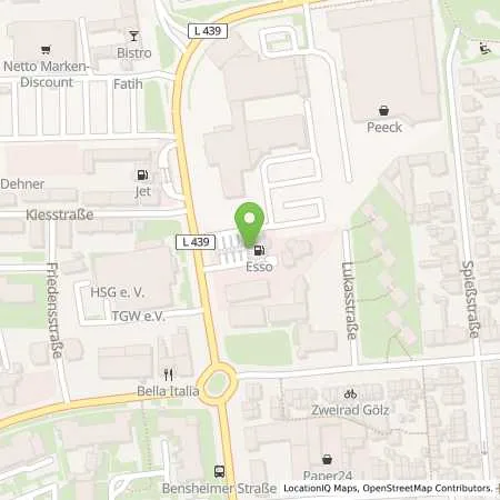 Standortübersicht der Tankstelle Esso Tankstelle in 67547 WORMS