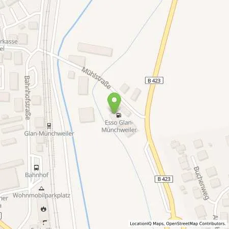 Standortübersicht der Tankstelle Esso Tankstelle in 66907 GLAN (MUENCHWEILER)