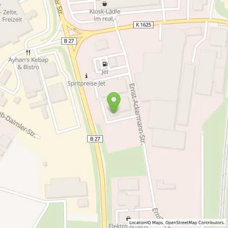 Standortübersicht der Tankstelle JET KIRCHHEIM AM NECKAR ERNST-ACKERMANN-STR. 4 in 74366 KIRCHHEIM AM NECKAR