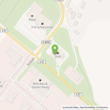 Standortübersicht der Tankstelle Shell Penig B 95 in 09322 Penig