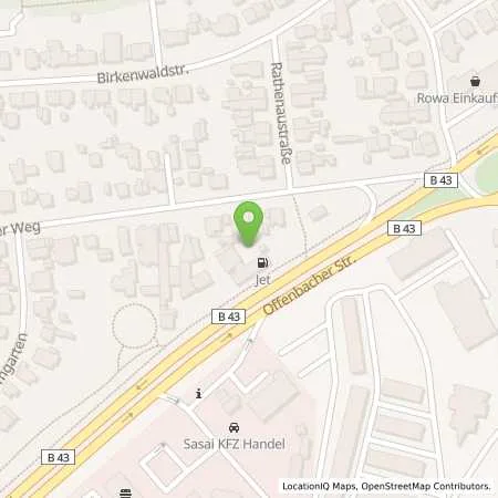 Standortübersicht der Tankstelle JET MUEHLHEIM OFFENBACHER STR. 109 in 63165 MUEHLHEIM