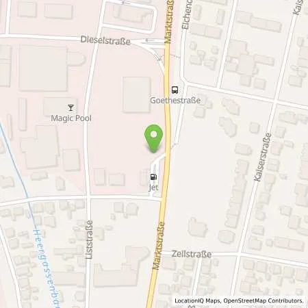 Standortübersicht der Tankstelle JET PFULLINGEN MARKTSTR. 71 in 72793 PFULLINGEN