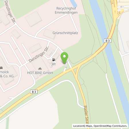 Standortübersicht der Benzin-Super-Diesel Tankstelle: JET EMMENDINGEN DENZLINGER STR. 48 in 79312, EMMENDINGEN