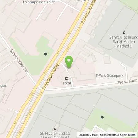 Standortübersicht der Tankstelle TotalEnergies Berlin in 10405 Berlin