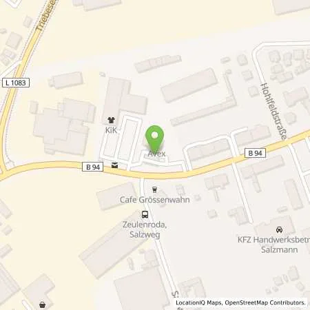 Standortübersicht der Tankstelle AVEX Zeulenroda in 07937 Zeulenroda