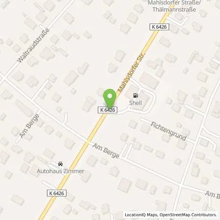 Standortübersicht der Tankstelle Shell Hoenow Mahlsdorfer Str 18 in 15366 Hoenow