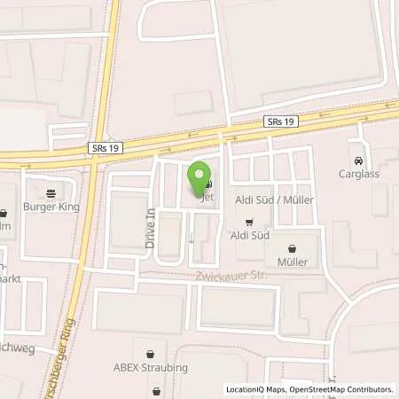 Standortübersicht der Tankstelle JET STRAUBING ITTLINGER STR. 196 in 94315 STRAUBING