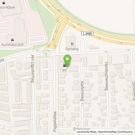 Standortübersicht der Tankstelle JET WEINHEIM PAPPELALLEE 26 in 69469 WEINHEIM