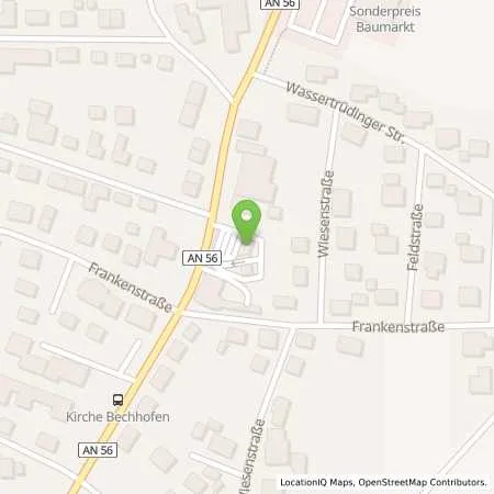 Standortübersicht der Tankstelle Bechhofen in 91572 Bechhofen