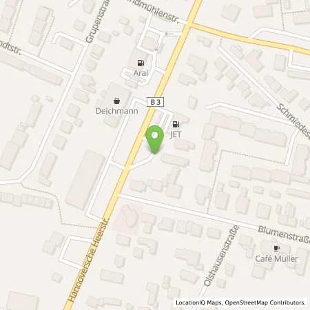 Standortübersicht der Tankstelle JET CELLE HANNOVERSCHE HEERSTR. 43 in 29221 CELLE