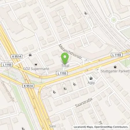 Standortübersicht der Tankstelle TotalEnergies Stuttgart in 70374 Stuttgart