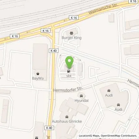 Standortübersicht der Tankstelle SBT Tankstelle in 99099 ERFURT