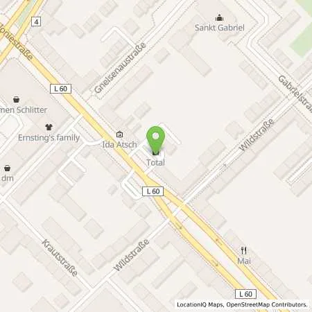 Standortübersicht der Tankstelle TotalEnergies Duisburg in 47057 Duisburg